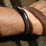 Bracelet réglable pour homme ou mixte cuir et argent vissé