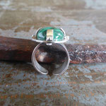 Bague argent réglable avec malachite vissée