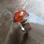 Bague argent réglable avec cornaline vissée