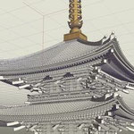 六重目と七重目。 中央に柱と斗栱を配置している。