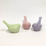 置物155　鳥黄緑　/　置物156　鳥ピンク　/　置物157　鳥　紫　135×80H　