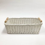 カゴ127　角　白&ウッド手付き　220×325×100H  ￥600