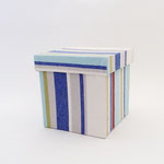 BOX185　布貼り角ストライプ青　175×175×180H 　￥1,200　＊オリジナルです＊