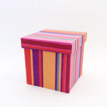 BOX184　布貼り角ストライプピンク　175×175×180H 　￥1,200　＊オリジナルです＊