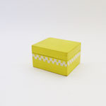 BOX171　ウッド角ペイント黄色チェッカー　95×80×55H 　¥600＊オリジナルです＊