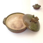 土鍋130　緑茶系　　外寸250×130H 　内寸210×75H 　￥2,000