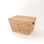 カゴ128　角　平織りBOX型　蓋付き　235×180×135H　￥700 