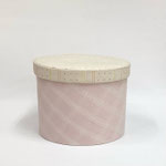 BOX143　   布貼り丸ピンクチェック&ストライプ　215φ165H　¥1,500　＊オリジナルです＊