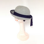 帽子384　学園帽　ウールグレー＆紺リボン　55㎝　¥1,500