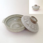 土鍋117　グレー菊柄　外寸220×115H　内寸180×65H　￥1,200