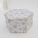 クリスマス399　BOX クラフト6角白ラメ結晶　L 　180×180×100　￥600