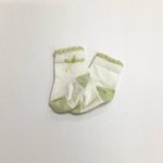 べビーソックス101　白&黄緑リボン