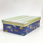BOX263　布貼り角宇宙&黄緑ストライプ　280×410×130H　 ￥2,500　＊オリジナルです＊