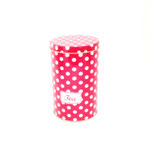 缶　135　赤円柱水玉　Tea　110Φ170H 　￥600　