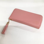 財布100　長財布　くすみピンクタッセル&ストラップ付き　￥1,000