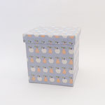 BOX133　布貼り角水色りんご　175×175×175H　 ￥1,200　＊オリジナルです＊
