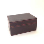 BOX237　合皮角こげ茶＆オレンジステッチ　205×145×105　¥1,000