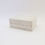 BOX178　ウッド角ペイント白ドット　L　175×130×65H 　¥1,000　＊オリジナルです＊