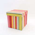 BOX186　布貼り角ストライプ黄色　175×175×180H　 ￥1,200　＊オリジナルです＊