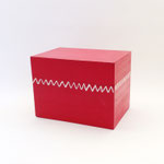 BOX177　ウッド角ペイント赤モザイク　223×150×165H 　¥1,500　＊オリジナルです＊