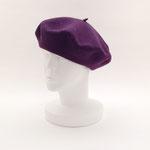 帽子114　ベレー帽　ウール紫　56cm