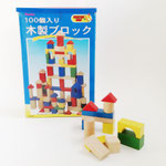 積み木100　ウッドカラフル＆白木100P 　230×340×100　¥1,000