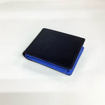 財布146　二つ折り　カーボンレザー　黒㏌青　￥2,000　＊Men’s ＊