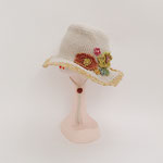 帽子184　かぎ編み生成花付き　48～50㎝　¥1,500