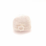 帽子358　ベビーレースベージュ花付き　34㎝　￥1,200　＊オリジナルです＊