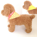 ペットグッズ183　犬用バンダナリバーシブル黄色花柄水玉&黄色　32～36㎝　¥800　＊オリジナルです＊