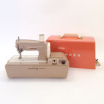 ミシン102　SINGERモカ&オレンジケース付き　280×185H ケース210H　 ￥4,000＊動きません＊