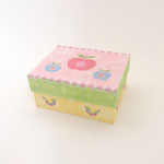 BOX252　デコ角水玉りんご＆とり　150×190×90H 　￥1,500