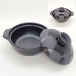 土鍋119　黒×光沢チェック柄　外寸235×115Ｈ　内寸180×65Ｈ　￥2,000