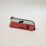 ペンケース111　赤水玉ねこ　195×75　￥400