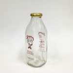 ミルクボトル105　　ガラス牛イラスト&紙キャップ付き　220H　￥1,200