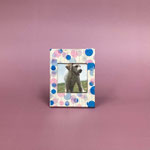 フォトスタンド266　デコピンク&青水玉　85×110　￥600　＊オリジナルです＊