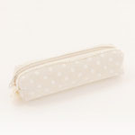 ペンケース104　ベージュ水玉　170×40　￥400
