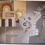 bunt vs. grau, Öl auf Pappe, 2003