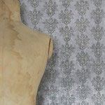 Green Pattern on soft grey shaded background SKU700256; 54cml x  10 metres long; Price 63€ per roll
