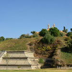 Die Eroberungskirche Santuario de Nuestra Señora de los Remedios auf der Píramide Tepanapa, Cholula