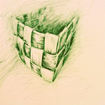 Basket weave in Sap Green pencil
