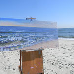Long Beach, NY, bright blue beach day