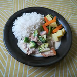 Chuleta de Cerdo con salsa de Champiñones y Brócoli