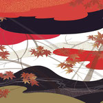 加賀友禅UESAKAスカーフ「紅葉に山鳥」