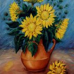 Sonnenblumen im Krug, 50 x 40 cm, Öl, Leinwand