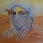 Tuareg und Fata Morgana, 50 x 60 cm, Öl, Leinenmalpappe