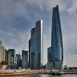 Ein Teil der Skyline Sydneys - rechts unser Hotel