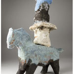 Petit cavalier,  grès émaillé - H28cm