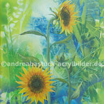 "Sommer 22 - Sonnenblumen",  Acryl, Airbrush, Acrylspray 40 cm x 50 cm (in Privatbesitz)