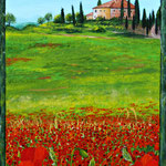 "Weingut in der Toscana", 50 cm x 100 cm, Acryl